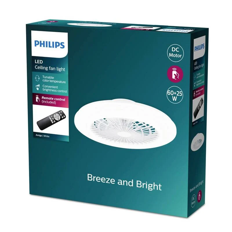 B-Ware Philips Deckenventilator Amigo 25W LED dimmbar Glitzereffekt Ø59cm Fernbedienung