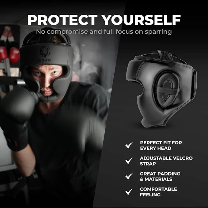 B-Ware Luchador Boxhelm mit optimaler Passform | Boxschutz für Sparring schwarz S/M