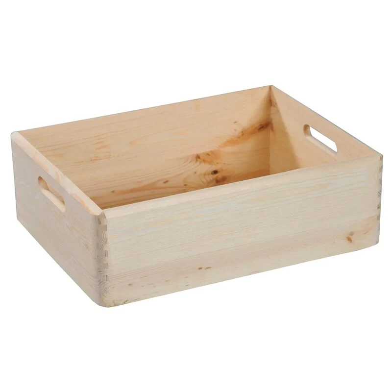 C-Ware Kesper Allzweckkiste Kiefer 50 l Aufbewahrungsbox mit Tragegriffen natur