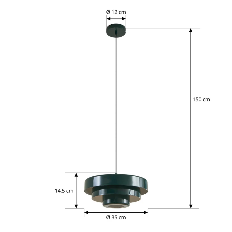 B-Ware Lindby Hängeleuchte Pendelleuchte Tivra grün Ø 35 cm Metall E27