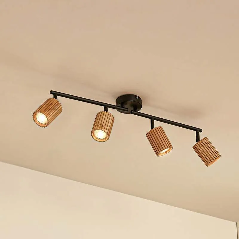 B-Ware Lindby Deckenstrahler Strahler Stralino Deckenleuchte 4-flg Lampe L60 cm Holz