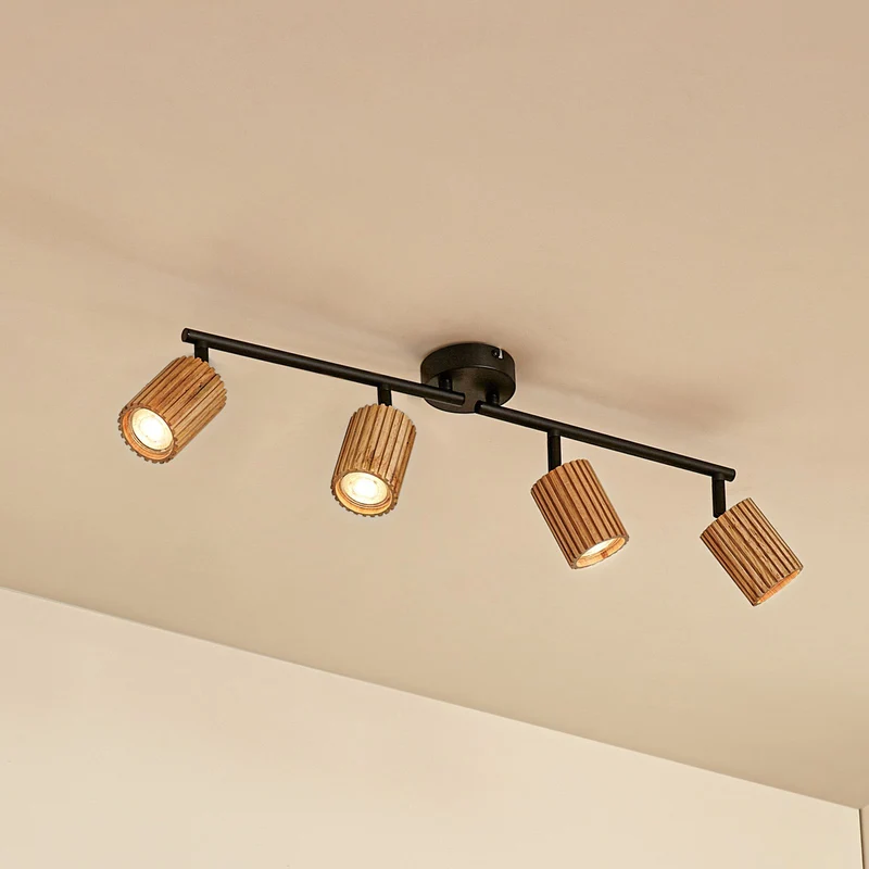 B-Ware Lindby Deckenstrahler Strahler Stralino Deckenleuchte 4-flg Lampe L60 cm Holz