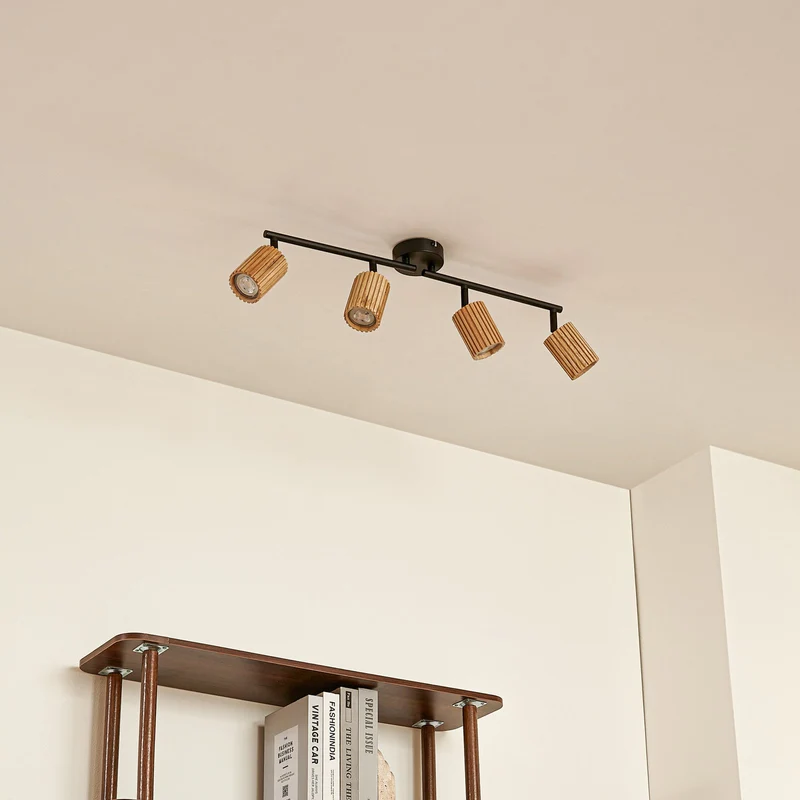 B-Ware Lindby Deckenstrahler Strahler Stralino Deckenleuchte 4-flg Lampe L60 cm Holz