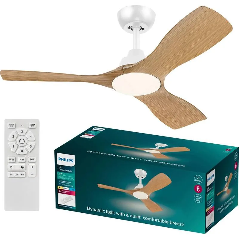 B-Ware Philips LED Ventilator Deckenlüfter Olas 106 cm braun weiß Deckenventilator