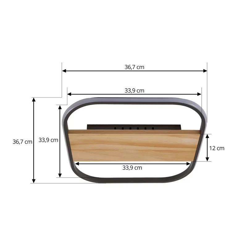 B-Ware Lindby LED-Deckenleuchte Romilda Deckenlampe Leuchte Lampe grau Holz 37 cm breit