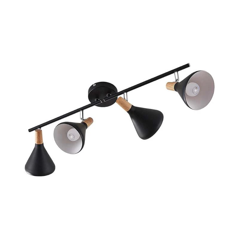B-Ware Lindby Deckenleuchte Lampe Arina Schwarz Metall Holz 4 flammig Wohnzimmer Esszim