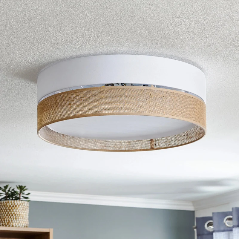 B-Ware Euluna Deckenlampe Linobianco Deckenlampe Lampe 3-flmg E27 Ø 45 cm weiß braun