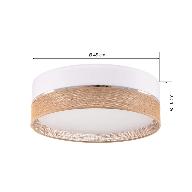 B-Ware Euluna Deckenlampe Linobianco Deckenlampe Lampe 3-flmg E27 Ø 45 cm weiß braun