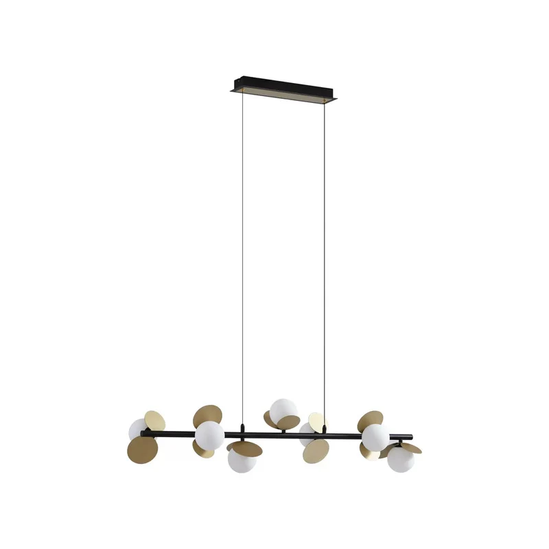 B-Ware Lucande Pendelleuchte Hängeleuchte Pallo LED Glas schwarz gold Esszimmer dimmbar