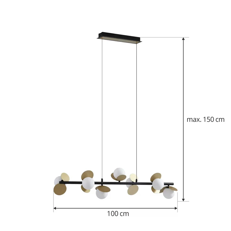 B-Ware Lucande Pendelleuchte Hängeleuchte Pallo LED Glas schwarz gold Esszimmer dimmbar