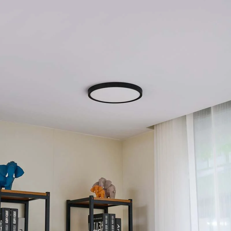 B-Ware Lindby LED-Deckenleuchte Pravin dimmbar Ø 30 cm mattschwarz warmweiß 17 W