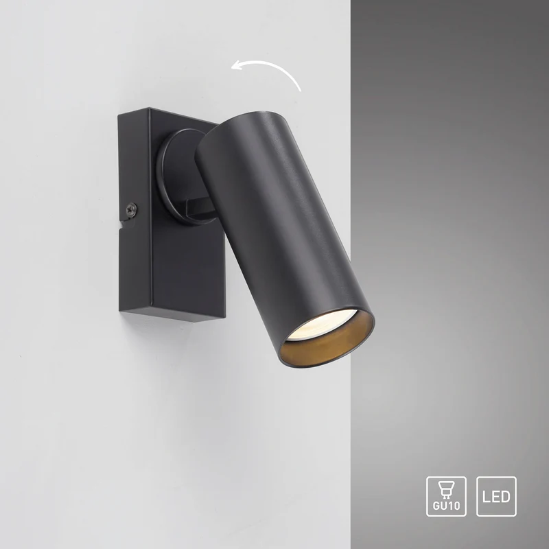 B-Ware SCHÖNER WOHNEN-Kollektion Wandstrahler RIK LED Wandleuchte Lampe schwarz 20cm