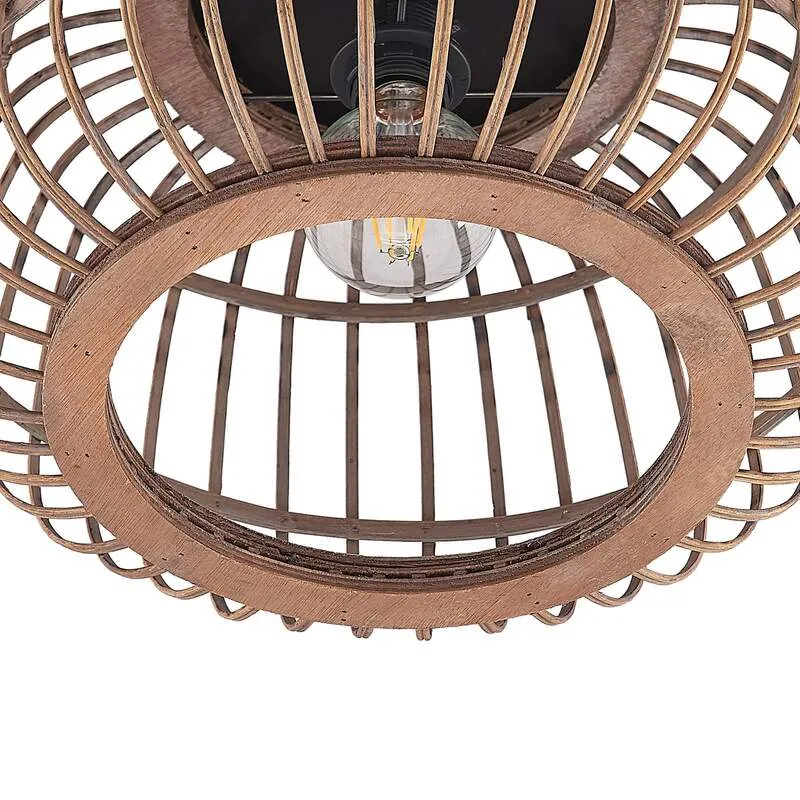 B-Ware Lindby Deckenleuchte Bominio LED Lampe Rattan schwarz matt Ø40cm dimmbar 24,5cm