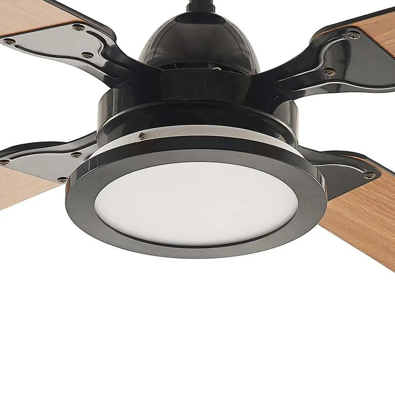 B-Ware Lucande Deckenventilator Tedric LED Ventilator schwarz leise 133cm für Räume