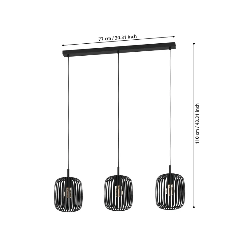 B-Ware Eglo Hängeleuchte Romazzina LED Hängelampe Pendelleuchte dimmbar schwarz 90cm