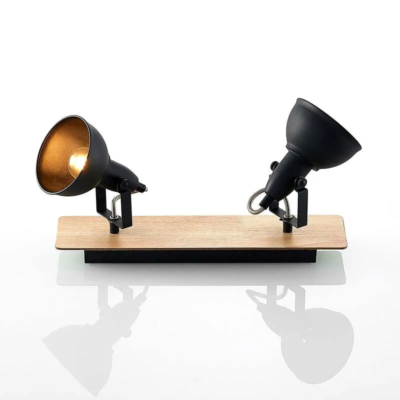 B-Ware Lindby Deckenlampe Aylis 2-flg 40 cm schwarz Holz E14 drehbar schwenkbar