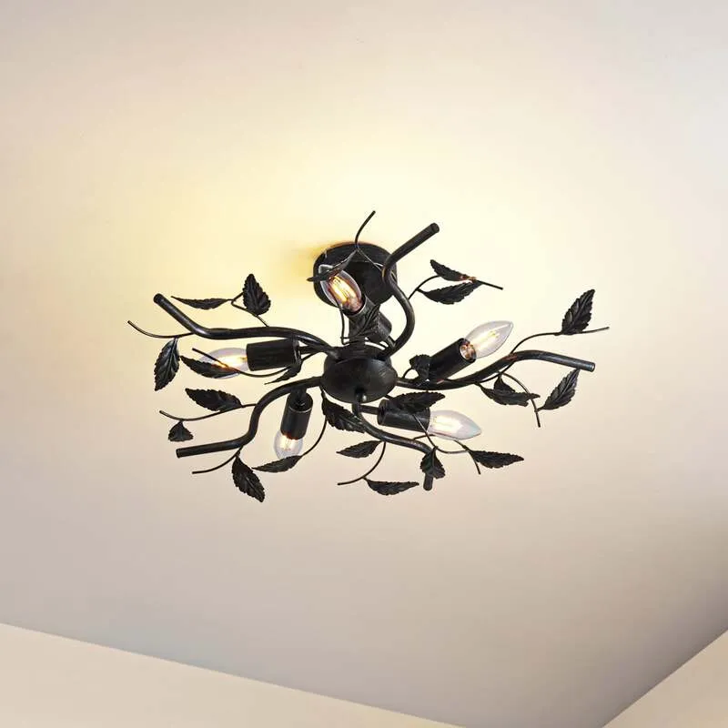 B-Ware Lindby Deckenlampe Yos LED Lampe 5-flammig dimmbar schwarz-gold Ø58cm 21cm