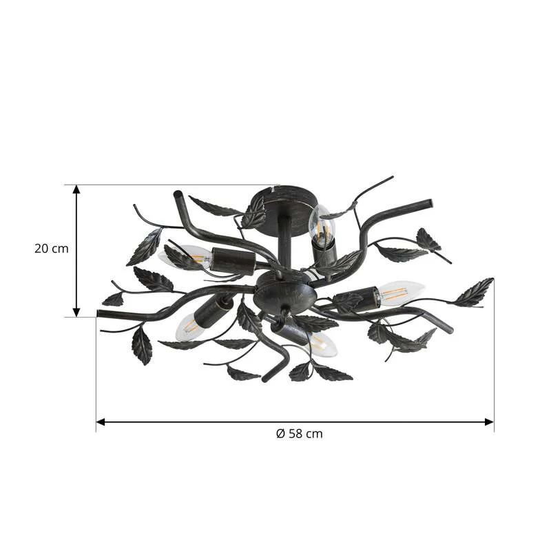 B-Ware Lindby Deckenlampe Yos LED Lampe 5-flammig dimmbar schwarz-gold Ø58cm 21cm