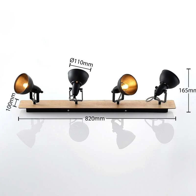 B-Ware Lindby Deckenlampe Hängeleuchte Aylis LED Lampe dimmbar schwarz Holz 82cm