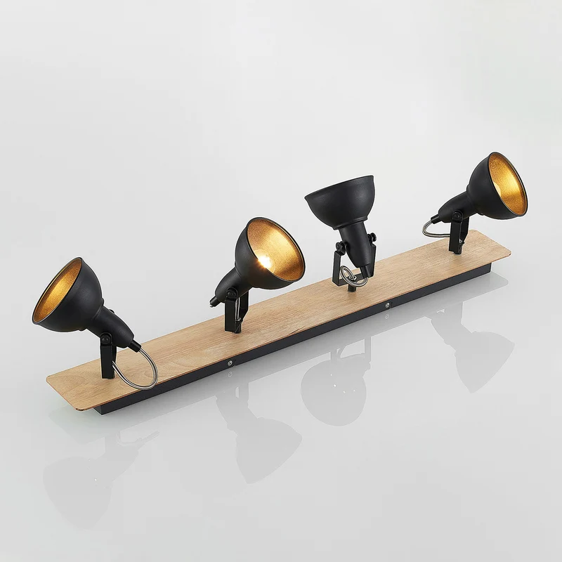 B-Ware Lindby Deckenlampe Hängeleuchte Aylis LED Lampe dimmbar schwarz Holz 82cm