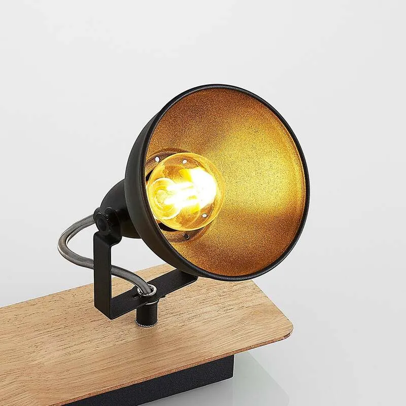 B-Ware Lindby Deckenlampe Hängeleuchte Aylis LED Lampe dimmbar schwarz Holz 82cm