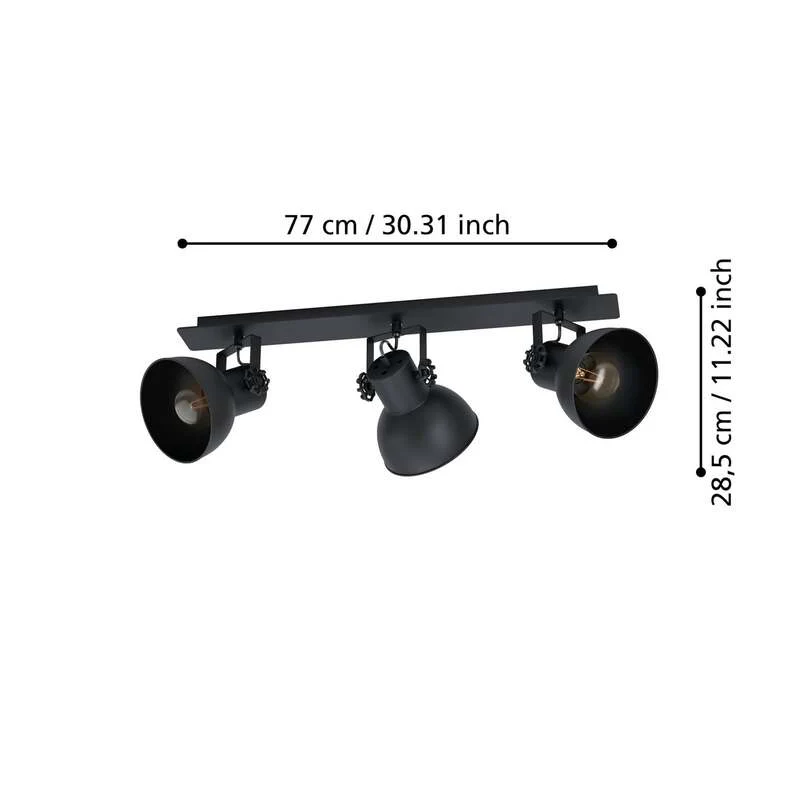 B-Ware Eglo Deckenstrahler Barnstaple LED Strahler 3-flammig dimmbar schwarz Holz Stahl