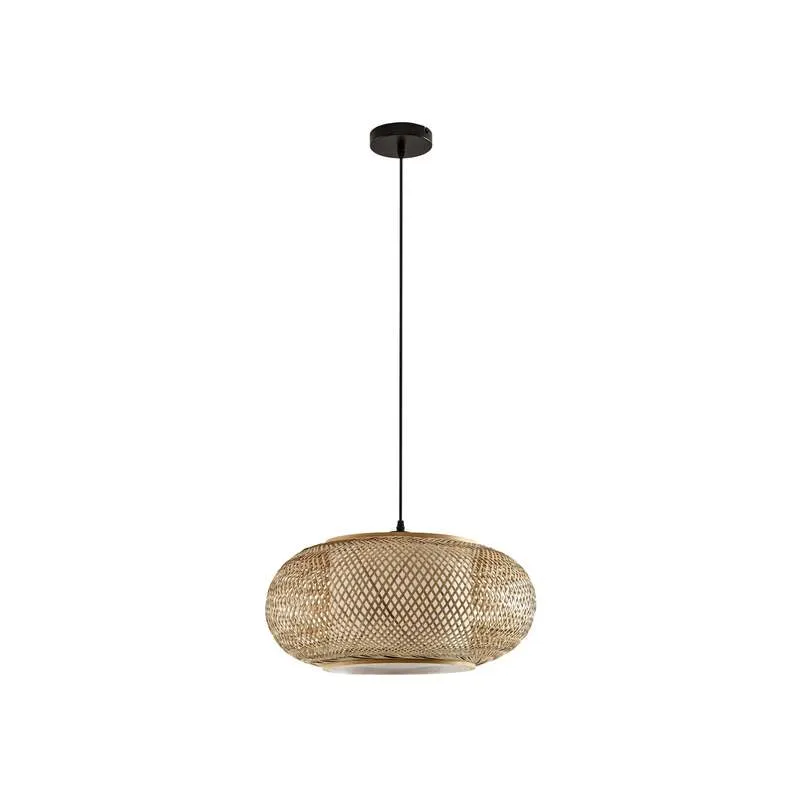 B-Ware Lindby Hängeleuchte Romaine LED Pendelleuchte Lampe dimmbar natur Ø50cm schwarz