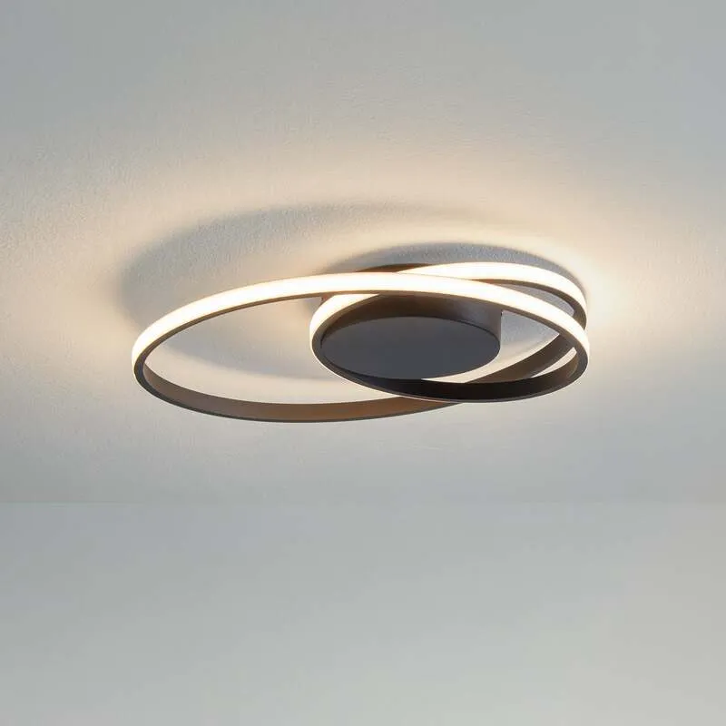 B-Ware Lindby Deckenleuchte Youna LED Lampe dimmbar schwarz Aluminium Ø39cm 1950Lumen
