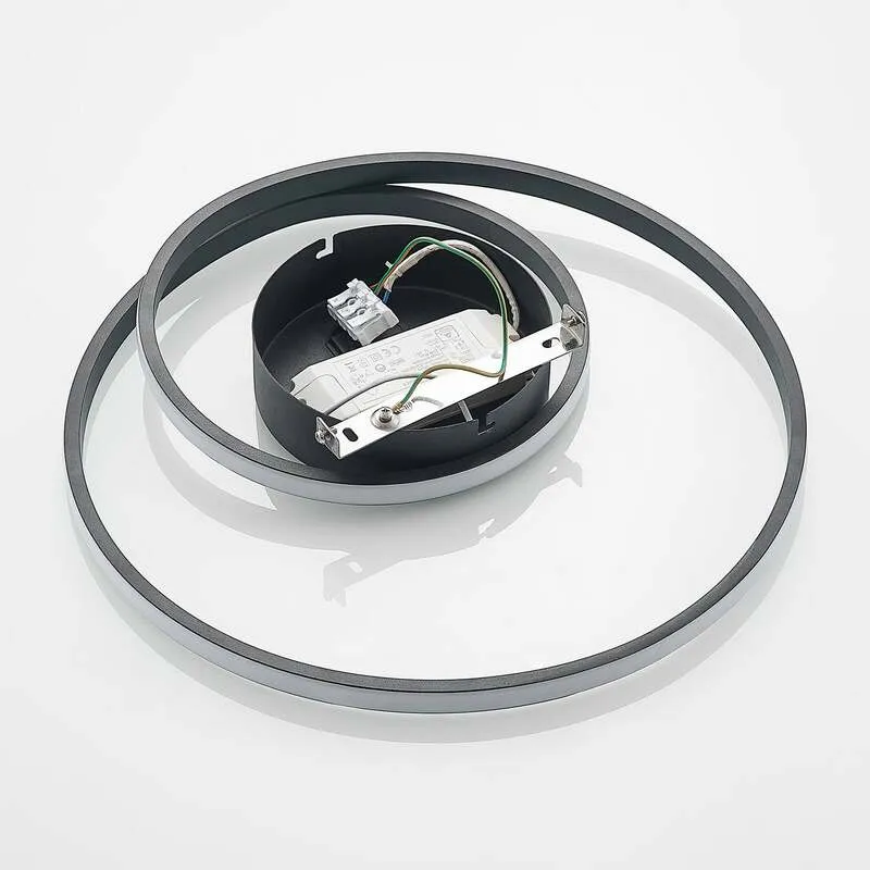 B-Ware Lindby Deckenleuchte Youna LED Lampe dimmbar schwarz Aluminium Ø39cm 1950Lumen