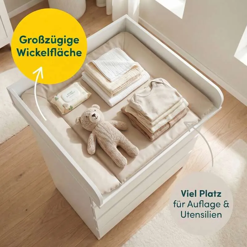 B-Ware Little One Wickelaufsatz Wickelstation für Ikea MALM Hemnes NORDLI weiß sicher