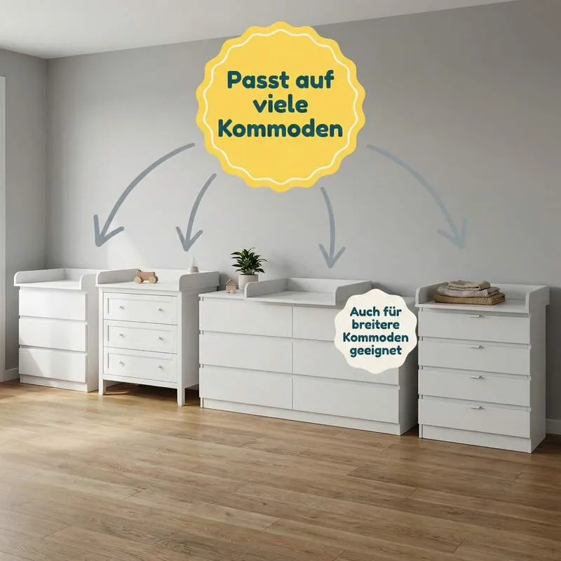 B-Ware Little One Wickelaufsatz Wickelstation für Ikea MALM Hemnes NORDLI weiß sicher