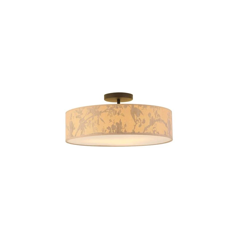 B-Ware Searchlight Deckenleuchte Isla Ø 55 cm braun beige Bambus dimmbar 3xE27
