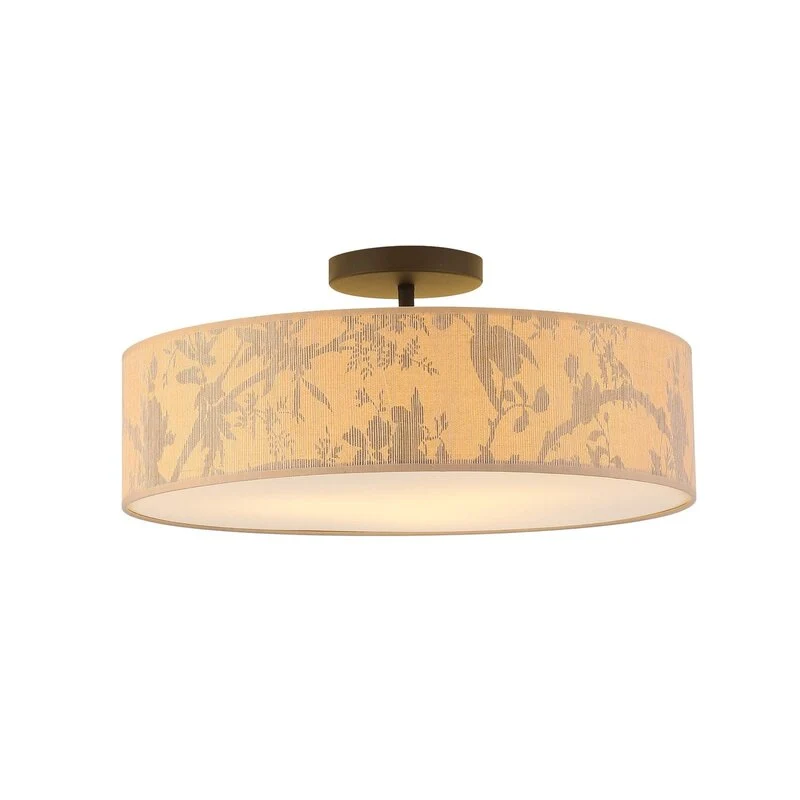B-Ware Searchlight Deckenleuchte Isla Ø 55 cm braun beige Bambus dimmbar 3xE27