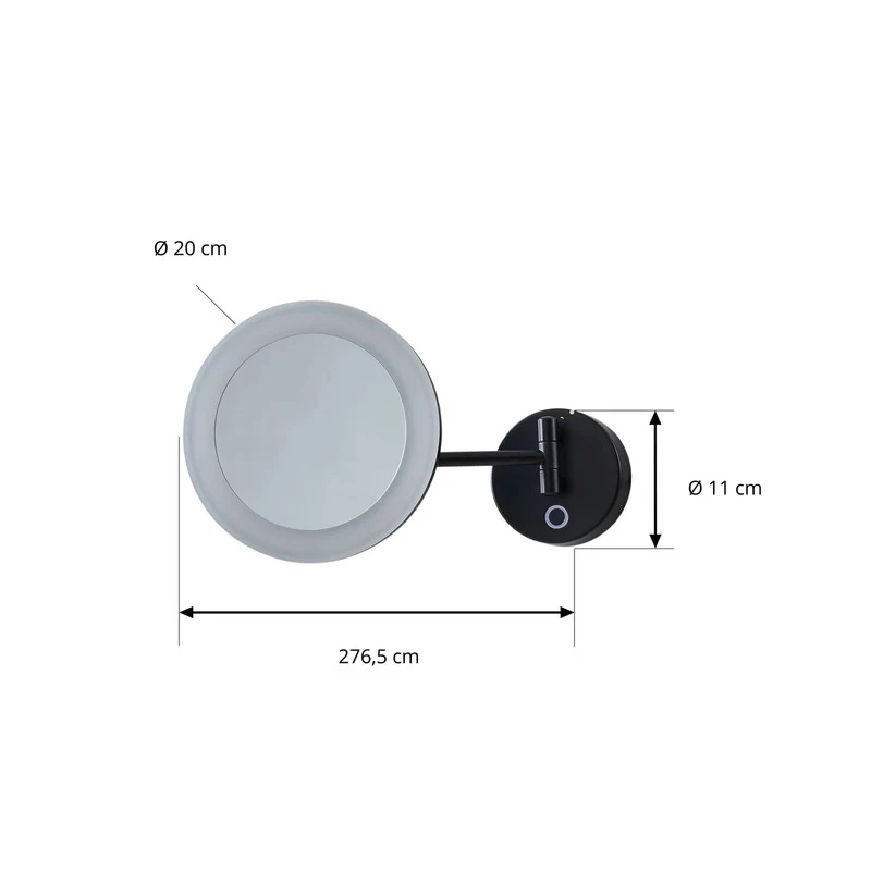 B-Ware Lucande Kosmetikspiegel Schminkspiegel LED Spiegel schwarz Stahl Kunststoff CCT