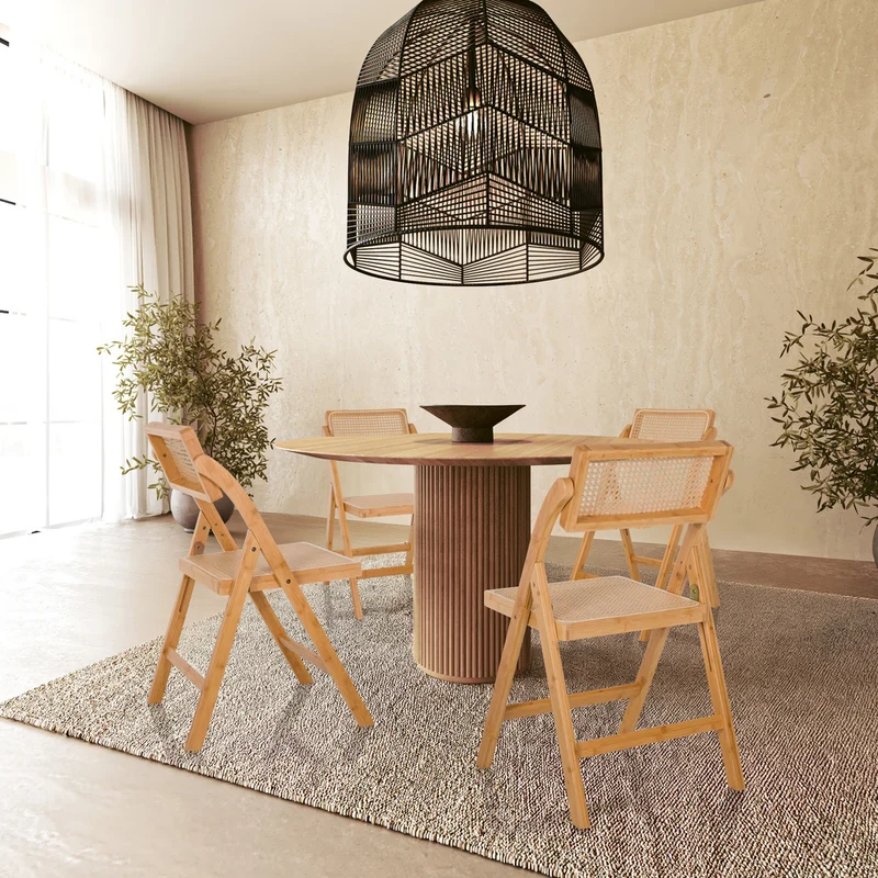 B-Ware hjh LIVING Klappstuhl Stuhl Rattan Bambus braun TUDELA BAMBOO Sitzgelegenheit