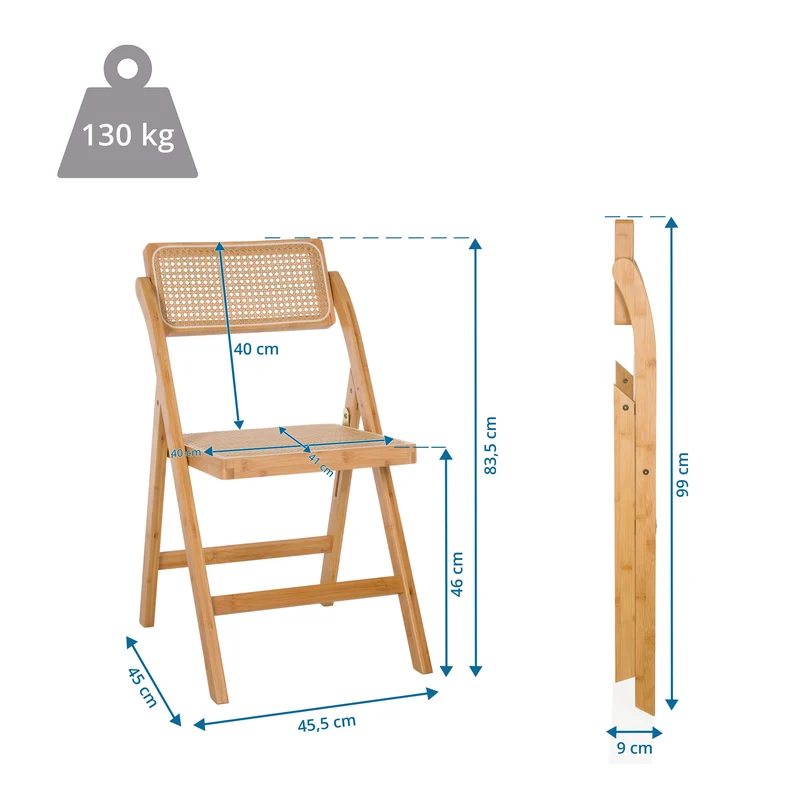 B-Ware hjh LIVING Klappstuhl Stuhl Rattan Bambus braun TUDELA BAMBOO Sitzgelegenheit