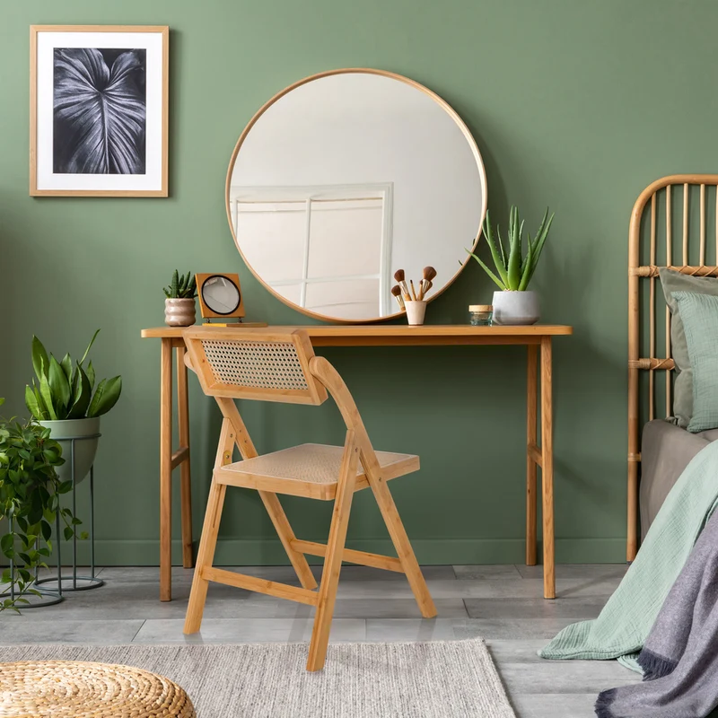 B-Ware hjh LIVING Klappstuhl Stuhl Rattan Bambus braun TUDELA BAMBOO Sitzgelegenheit