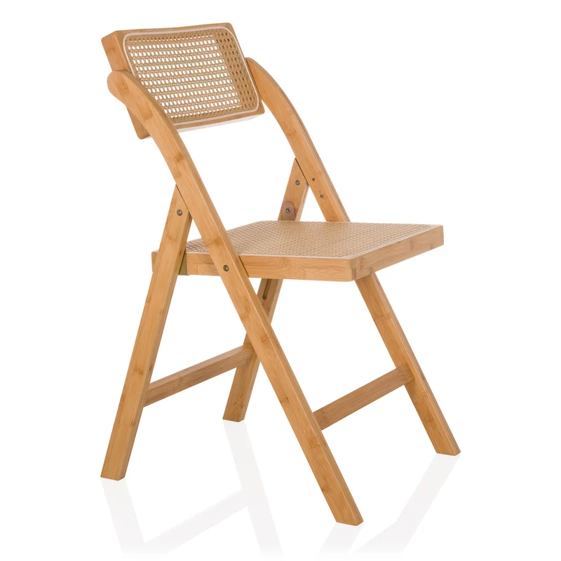 B-Ware hjh LIVING Klappstuhl Stuhl Rattan Bambus braun TUDELA BAMBOO Sitzgelegenheit