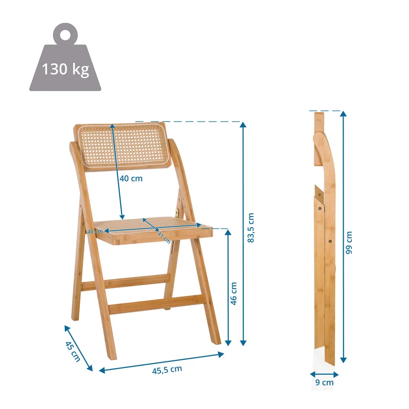 B-Ware hjh LIVING Klappstuhl Stuhl Rattan Bambus braun TUDELA BAMBOO Sitzgelegenheit