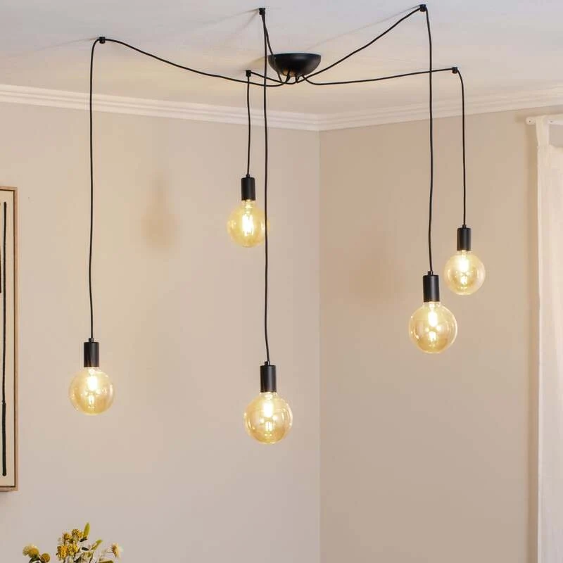 B-Ware Nowodvorski Lighting Hängeleuchte Spider in Schwarz fünfflammig Deckenlampe Spot