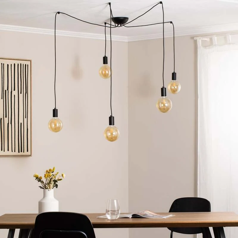 B-Ware Nowodvorski Lighting Hängeleuchte Spider in Schwarz fünfflammig Deckenlampe Spot