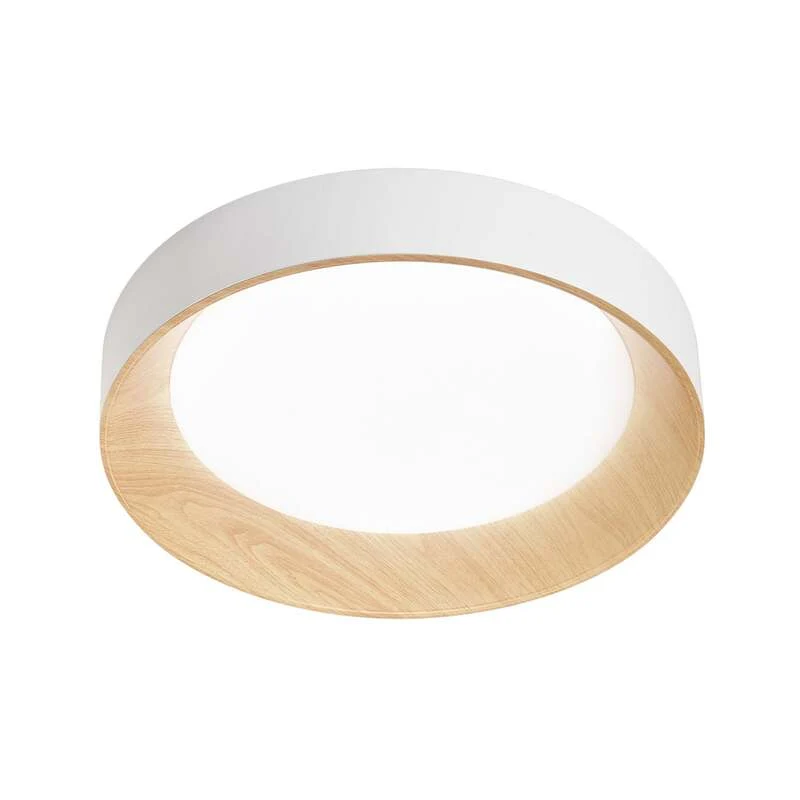 B-Ware Luce Ambiente Design Deckenleuchte Lampe LED Arka weiß Holzoptik Eisen CCT 50 cm