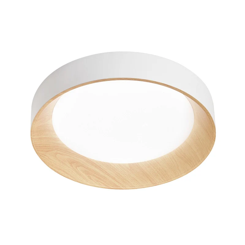 B-Ware Luce Ambiente Design Deckenleuchte Lampe LED Arka weiß Holzoptik Eisen CCT 50 cm