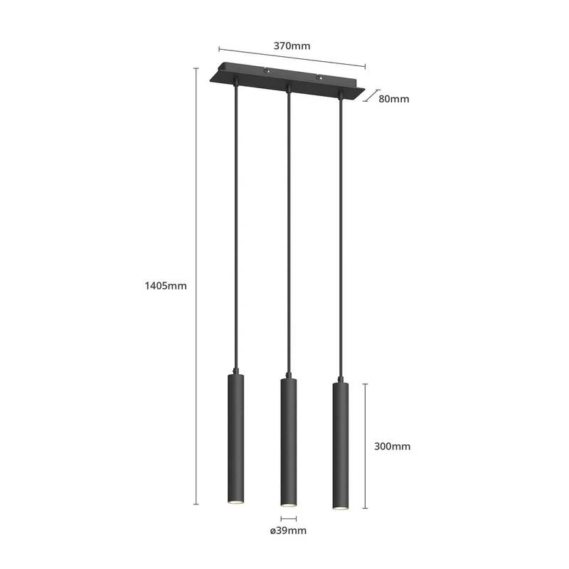 B-Ware Arcchio Pendelleuchte Hängelampe LED Franka schwarz Aluminium lang