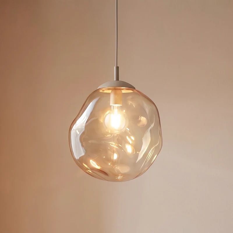 B-Ware TK Lighting Hängeleuchte Pendelleuchte Lava Glas Sand Cognac E27 LED Ø 35 cm