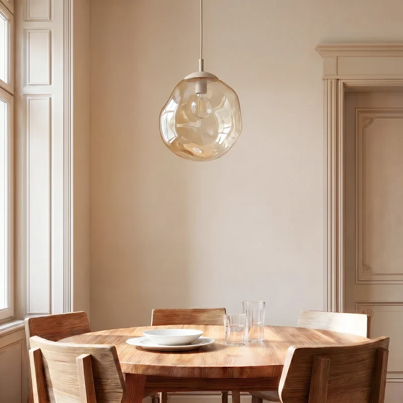 B-Ware TK Lighting Hängeleuchte Pendelleuchte Lava Glas Sand Cognac E27 LED Ø 35 cm