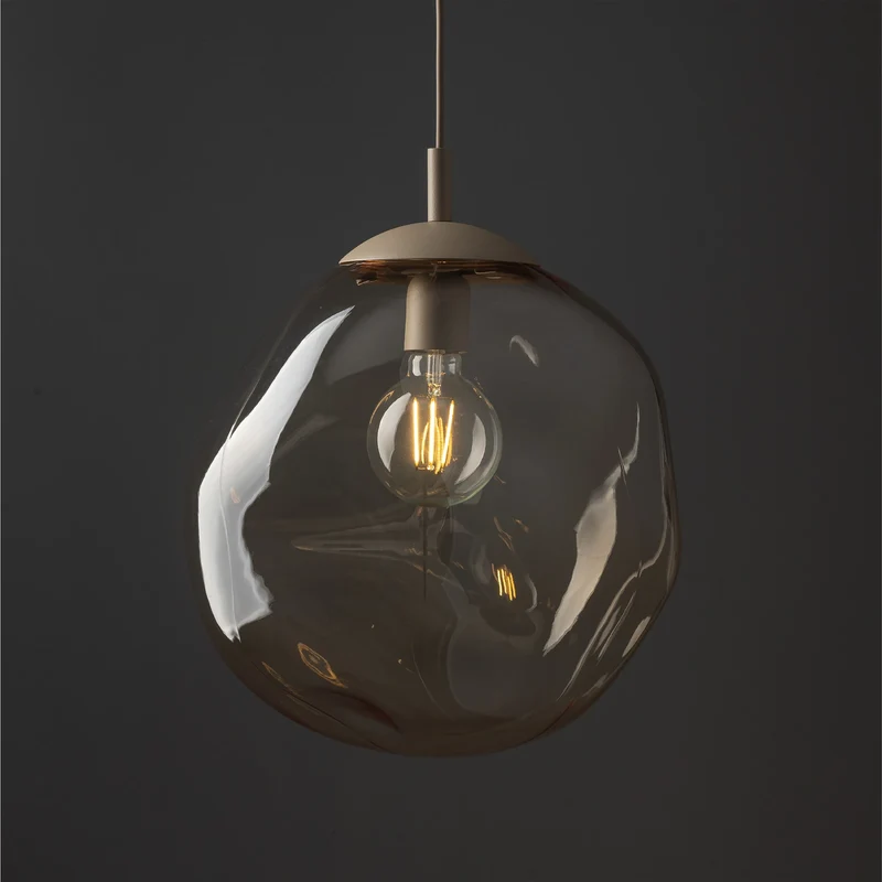 B-Ware TK Lighting Hängeleuchte Pendelleuchte Lava Glas Sand Cognac E27 LED Ø 35 cm