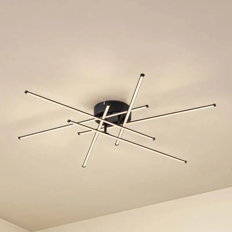 B-Ware Lindby Deckenleuchte Lampe LED Elviano schwarz Ø 80 cm 3000 K Aluminium Leuchte