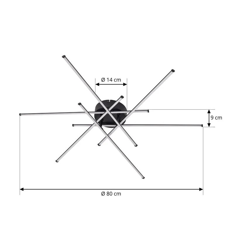 B-Ware Lindby Deckenleuchte Lampe LED Elviano schwarz Ø 80 cm 3000 K Aluminium Leuchte