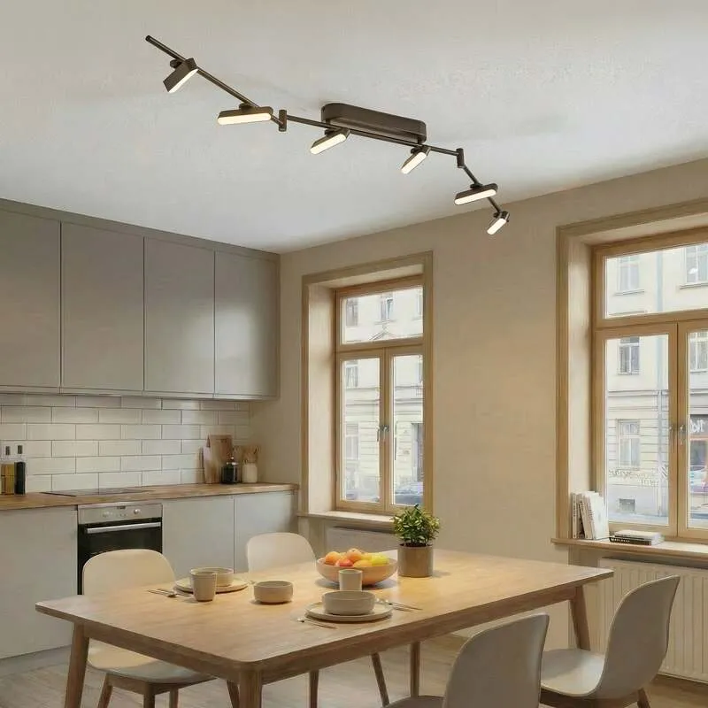 B-Ware Lindby LED Strahler Deckenleuchte Lichtleiste Eldrin Schwarz dimmbar sechsflammi
